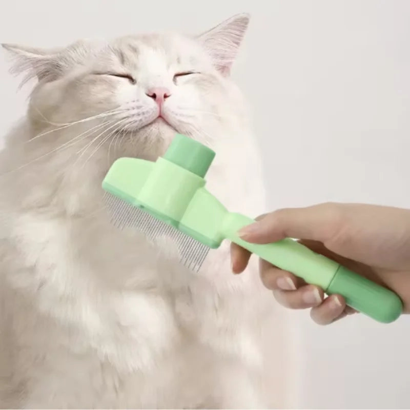 One-Button Self-Cleaning Pet Grooming Brush