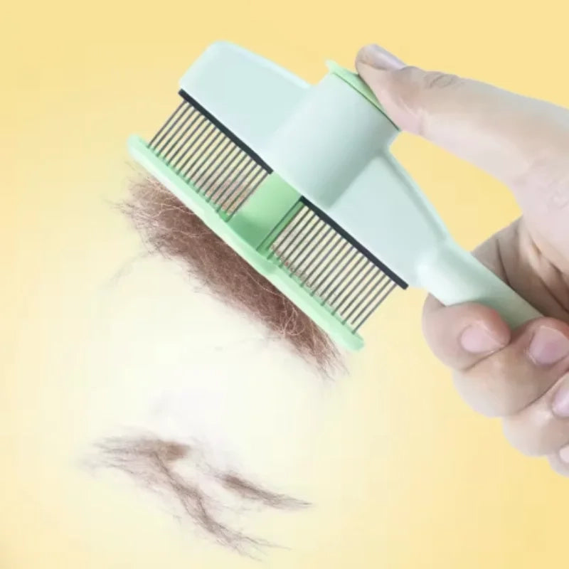 One-Button Self-Cleaning Pet Grooming Brush